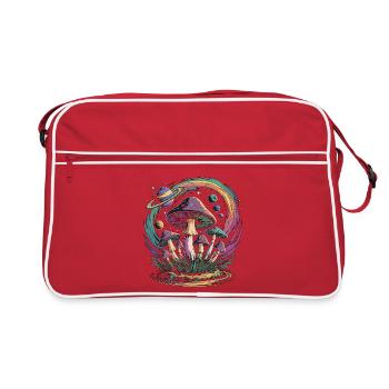 Psychedelic Space Mushroom Fantasy - Retro Bag - red/white - Front