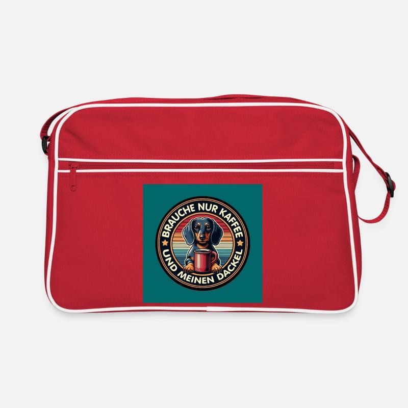 Dog dachshund with coffee cup humorous Retro Bag