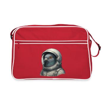 Pigeon Astronaut Close-Up in Space Suit Helmet - Retro Bag - red/white - Front