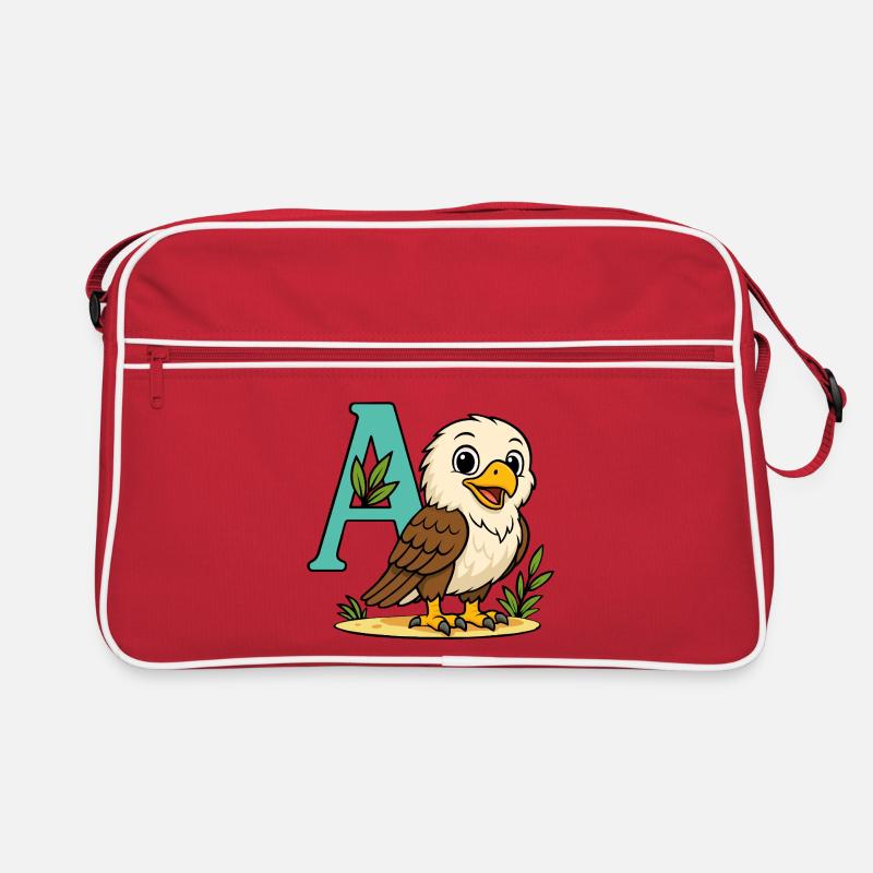Cute Eagle with Initial A and Foliage Retro Bag