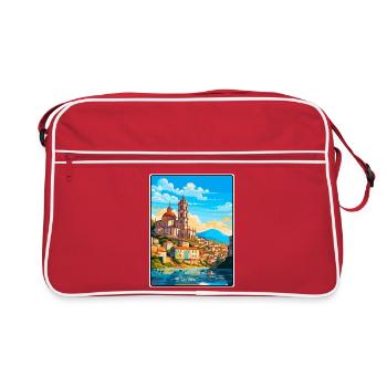 Coimbra, Portugal, Paysage urbain côtier, Oeuvre - Sac Retro - rouge/blanc - Devant
