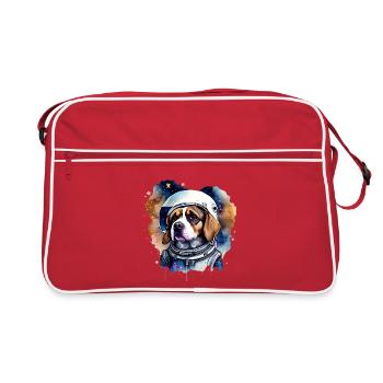 Chien Astronaute Dans L' Espace - Sac Retro - rouge/blanc - Devant