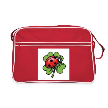 Shamrock with ladybug design - Retro Bag - red/white - Front
