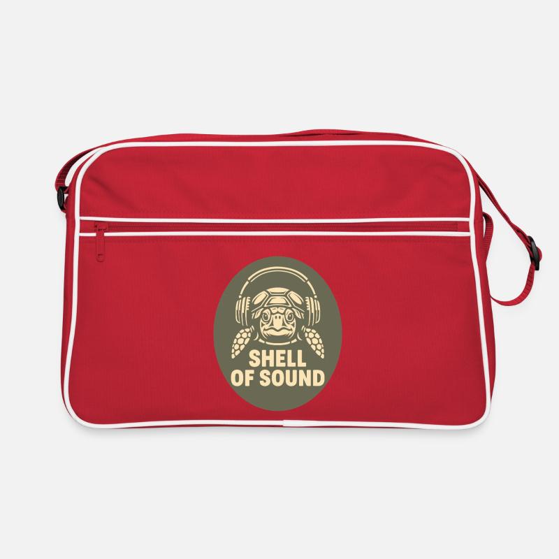 Turtle mit Kopfhörer Retro Tasche
