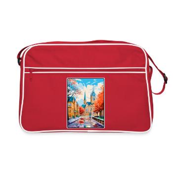Maastricht, Pays-Bas, rue de la cathédrale d’automne - Sac Retro - rouge/blanc - Devant