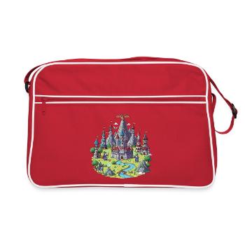 Illustration de château magique médiéval - Sac Retro - rouge/blanc - Devant