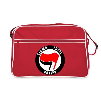Siamo Tutti Antifa Icône du drapeau de l’antifascisme - Sac Retro - rouge/blanc - Devant