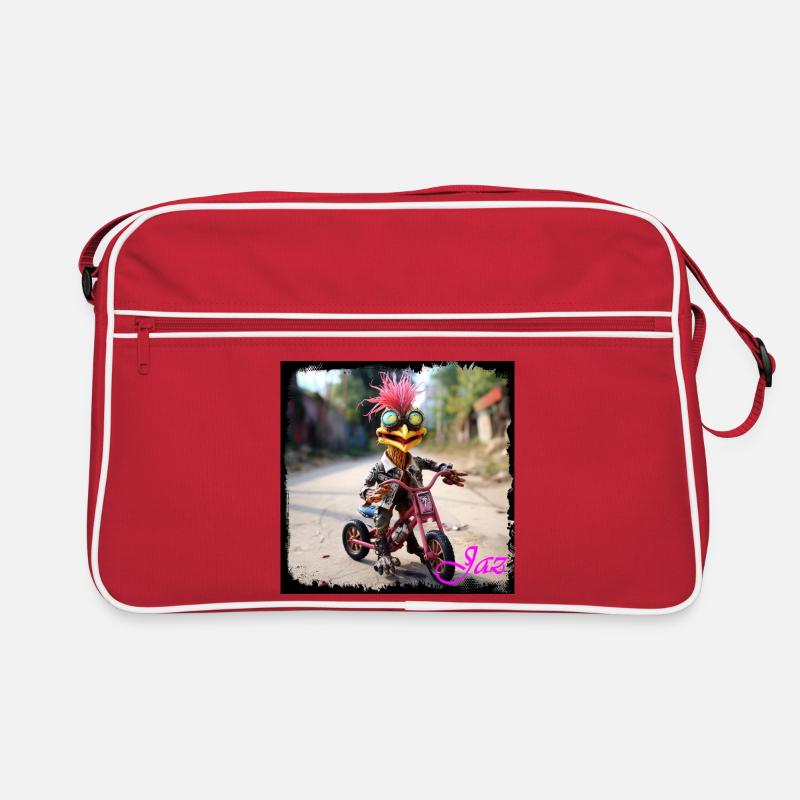 Escapist monster on a bicycle Retro Bag