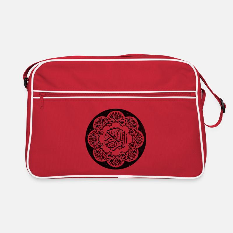 Black circle islamic pattern and calligraphy Retro Bag