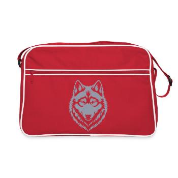 Majestic Wolf Emblem Design - Retro Bag - red/white - Front