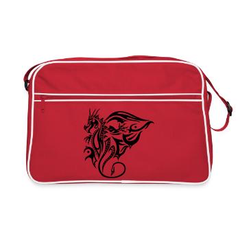 Motif de dragon tribal latéral avec des ailes - Sac Retro - rouge/blanc - Devant