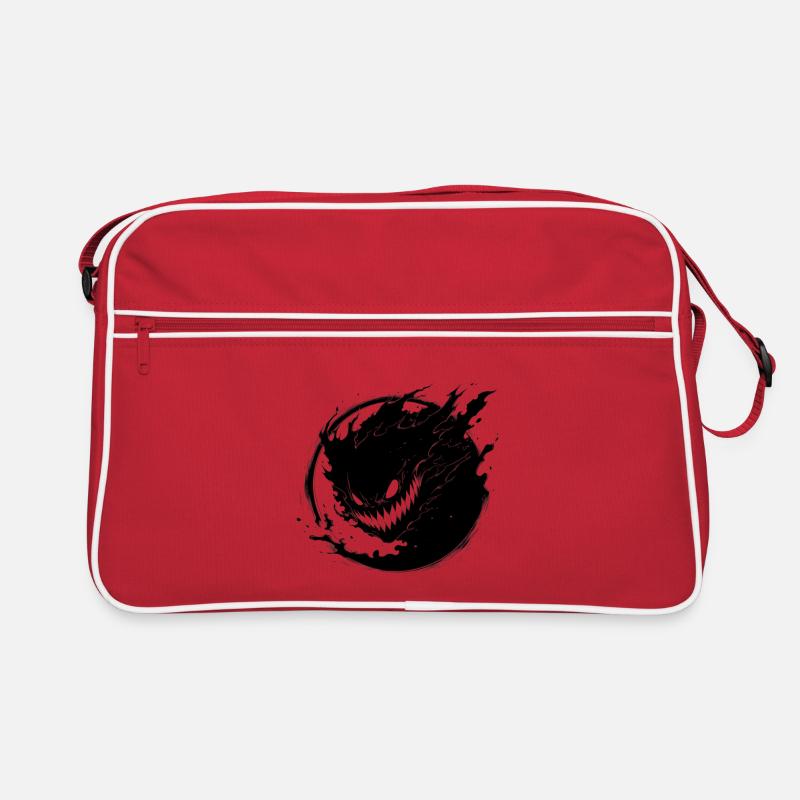 Dunkler Shadings-Vektor mit Dämonengesicht Retro Tasche