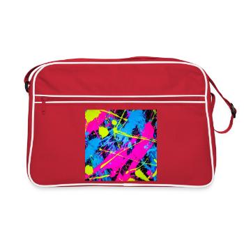 Abstract Neon Color Spot - Retro Bag - red/white - Front