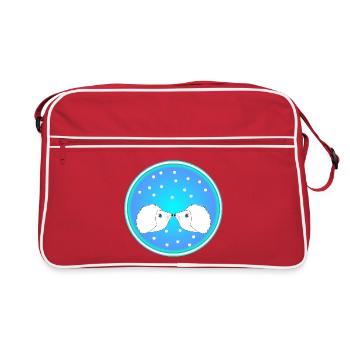 Couple de hérissons en hiver neige - Sac Retro - rouge/blanc - Devant