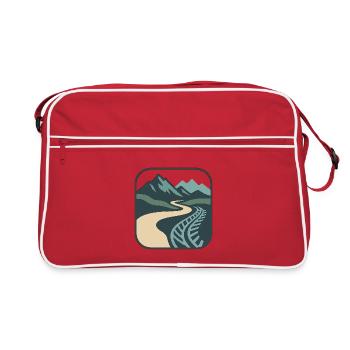 Mountain trail with rail and path design - Retro Bag - red/white - Front