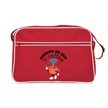 Tasse à café avec thème Wi-Fi Style café et Wifi - Sac Retro - rouge/blanc - Devant