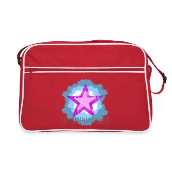 Glowing Pink Star in Watercolor Style - Retro Bag - red/white - Front