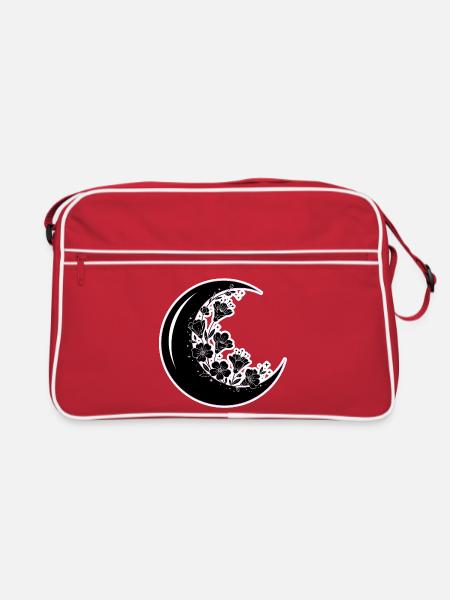 Floral Moon Phase Illustration - Retro Bag - red/white - Front