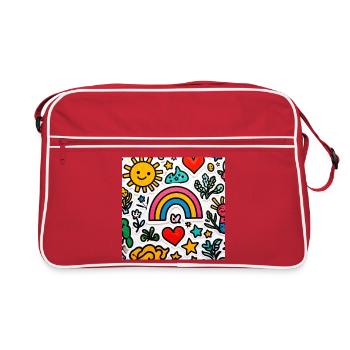 Joyeux doodle arc-en-ciel - Sac Retro - rouge/blanc - Devant
