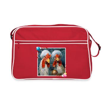 Décors créatifs surréalistes de coqs avec Turban Network - Sac Retro - rouge/blanc - Devant