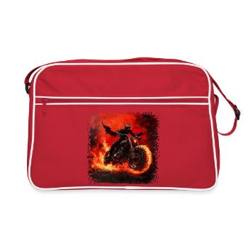 Un motard démoniaque en feu - Sac Retro - rouge/blanc - Devant