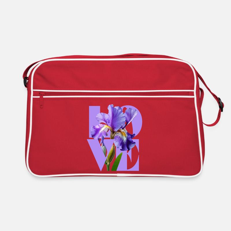 Elegantes lila Iris-Blumendesign Retro Tasche