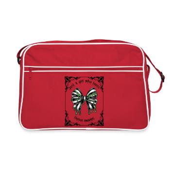 Black and white goth striped bow in a tarot frame - Sac Retro - rouge/blanc - Devant