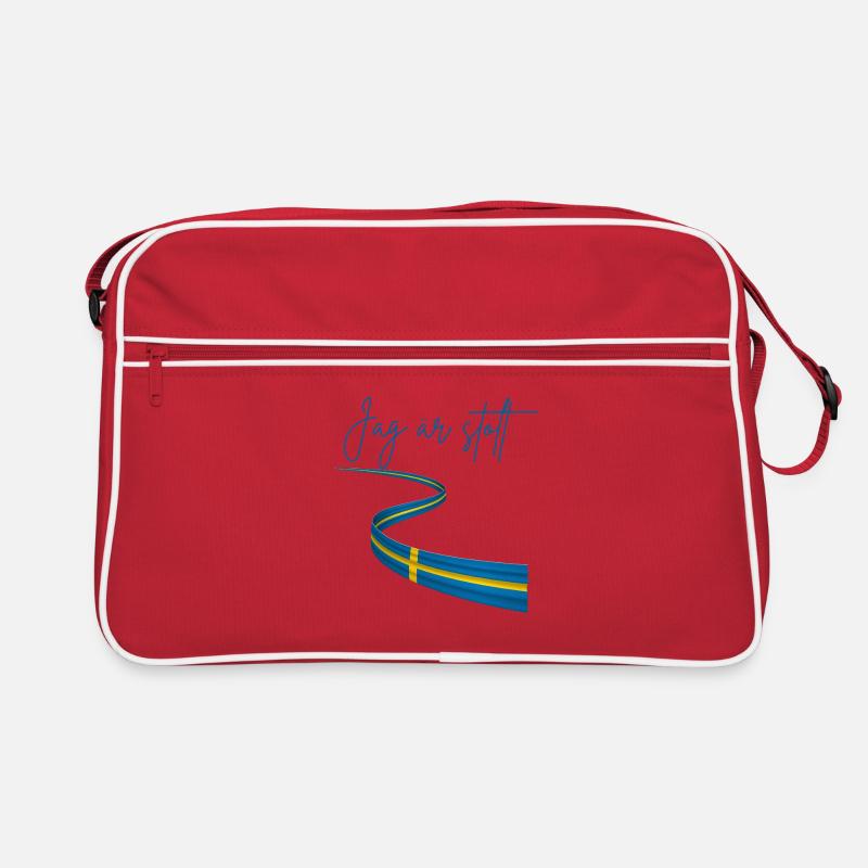 Schwedisch und stolz darauf - Retro Tasche - Rot/Weiß