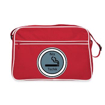 Abstraktes Rauchmotiv auf dunklem Hintergrund - Retro Tasche - Rot/Weiß - Vorne