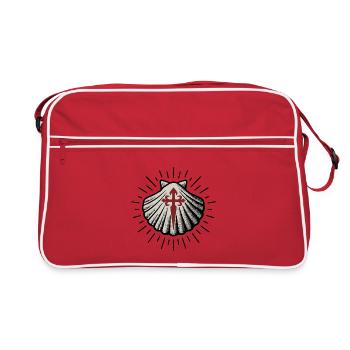 Coquille Saint-Jacques avec Croix de Saint-Jacques-de-Compostelle - Sac Retro - rouge/blanc - Devant