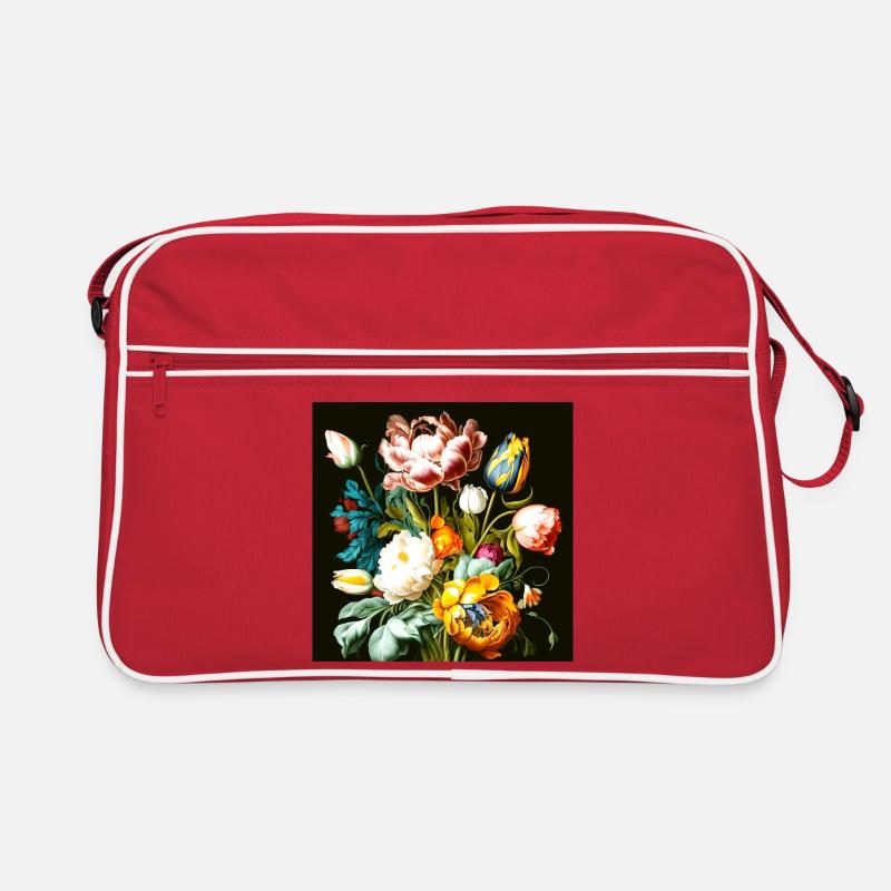 Composition florale texturée sur noir Sac Retro