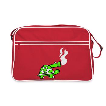 Schildkröte Panzer Waffe Kanone schießen Schuss - Sac Retro - rouge/blanc - Devant