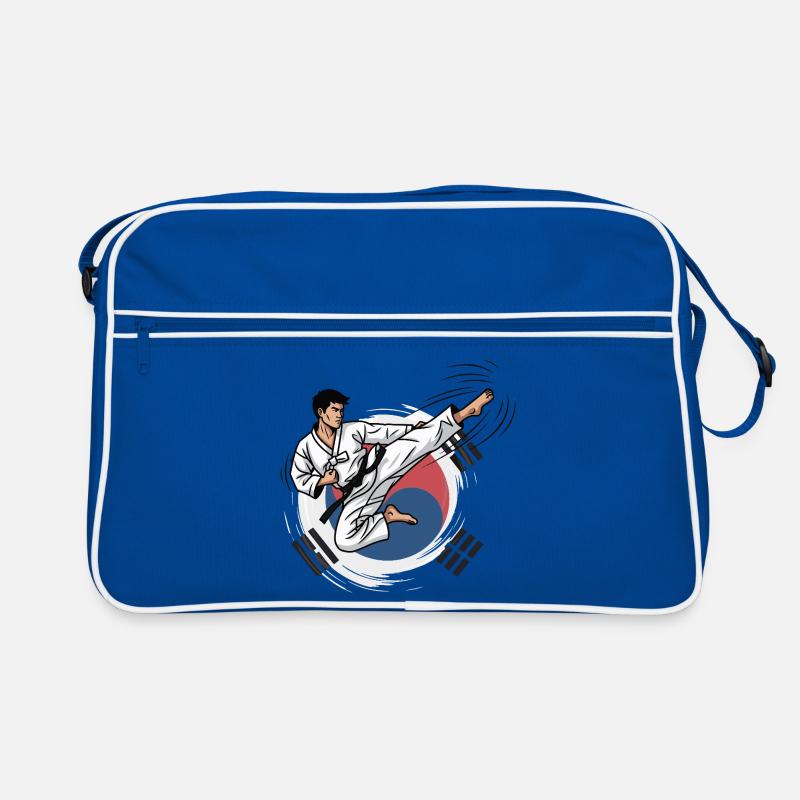 Dynamische Taekwondo Kampfkunst Illustration Retro Tasche