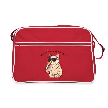 Cat in Style – Slay All Day, Lounge All Night - Retro Bag - red/white - Front