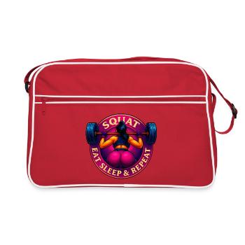 Squat, Eat, Sleep & Repeat! - Retro Bag - red/white - Front