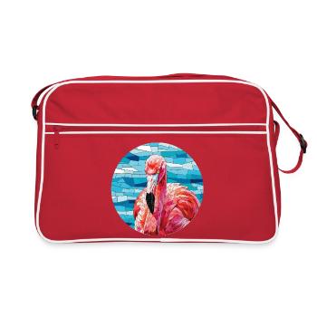 Mosaik Flamingo Porträt - Retro Tasche - Rot/Weiß - Vorne