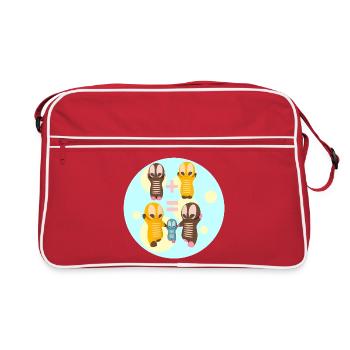 Cute Kawaii Figures Family - Retro Bag - red/white - Front