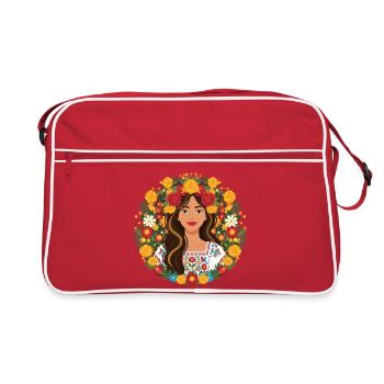 Fleurs Sauvages Fille Mexicaine Fleurs - Sac Retro - rouge/blanc - Devant
