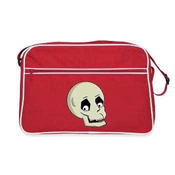 Dessin animé ludique de sourire de crâne - Sac Retro - rouge/blanc - Devant