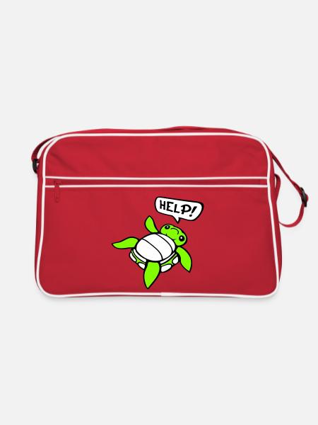 Turtle Back Tilted Over Helpless Side Help - Retro Bag - red/white - Front