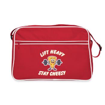 Cartoon Cheese – Lift Heavy, Stay Cheesy - Retro Bag - red/white - Front