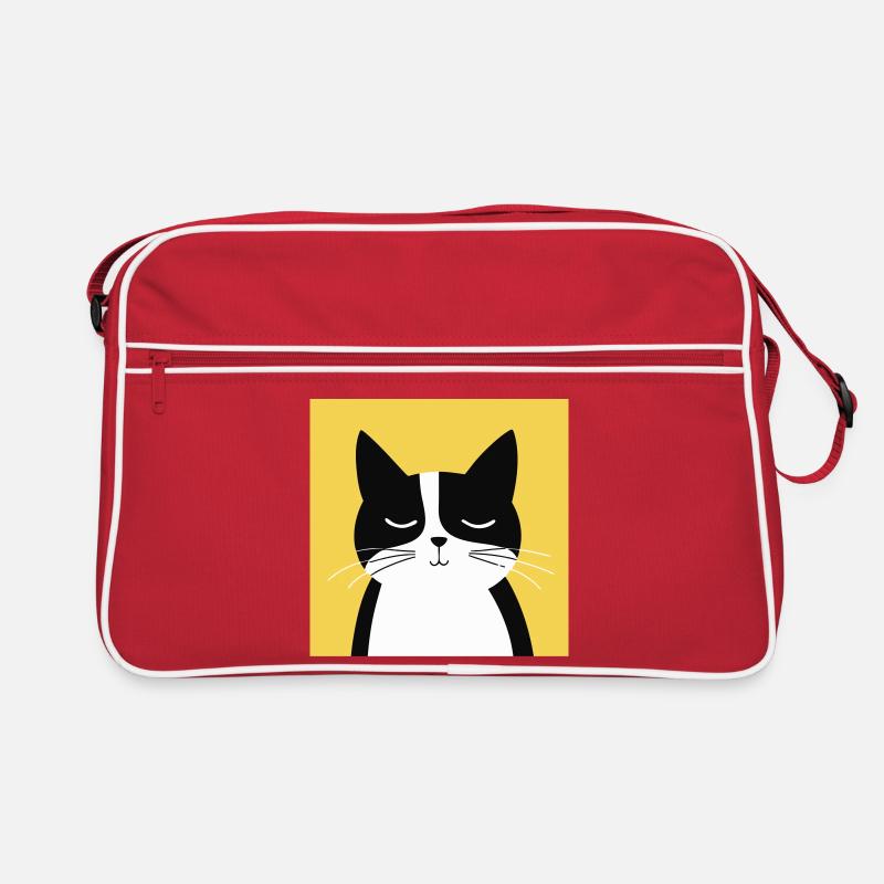 Chat noir et blanc minimaliste Sac Retro