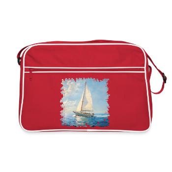 Voilier en mer Wind Painting - Sac Retro - rouge/blanc - Devant