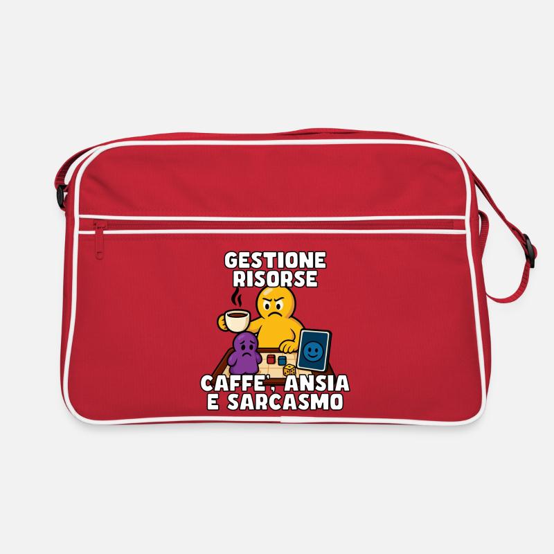 Ressourcenmanagement: Kaffee & Angst - Retro Tasche - Rot/Weiß