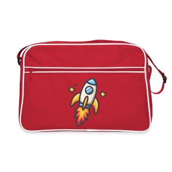 Conception de dessin animé de lancement de fusée - Sac Retro - rouge/blanc - Devant