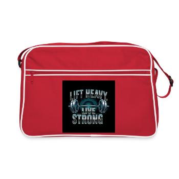 Lift Heavy Live Strong Barbell - Retro Tasche - Rot/Weiß - Vorne