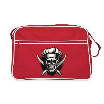 Crâne avec toque de chef - Sac Retro - rouge/blanc - Devant