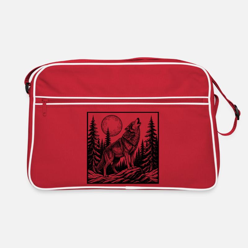 Heulender Wolf Retro Tasche