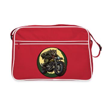 Werewolf biker under moonlight - Retro Bag - red/white - Front