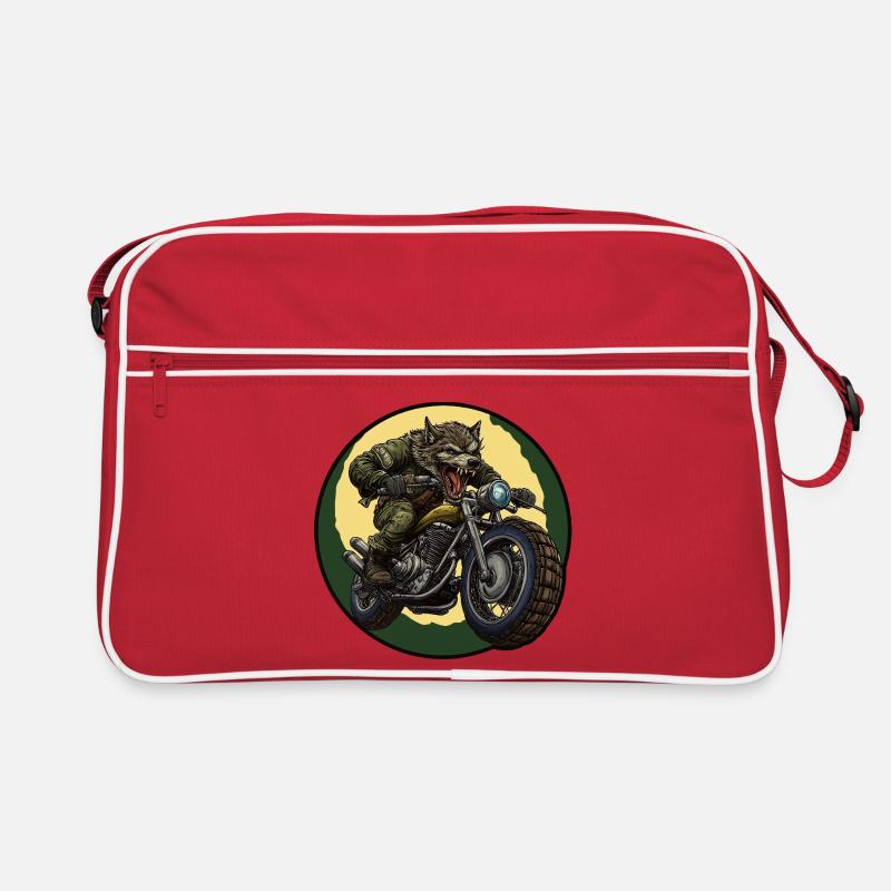 Werewolf biker under moonlight Retro Bag